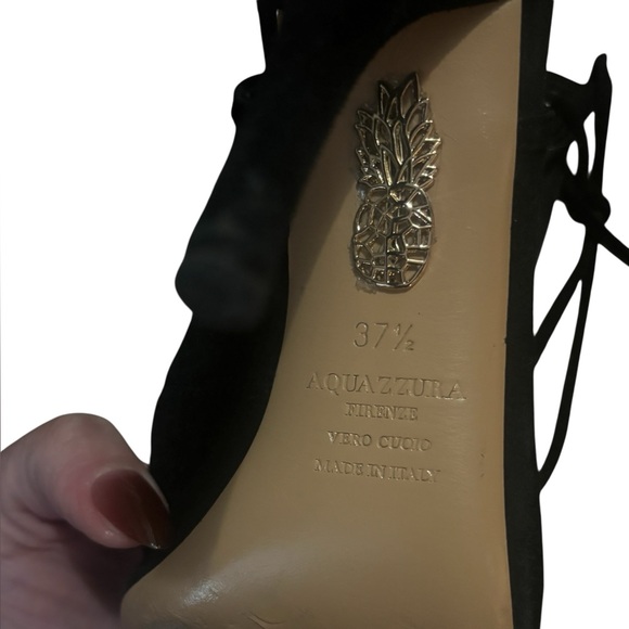 Aquazzura Sexy Thing Black Lace-Up Heels - Picture 5 of 6